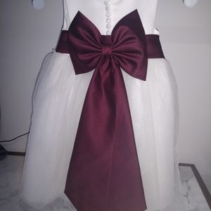 Satin Flower Girl Dress with Tulle Skirt - 24 mos